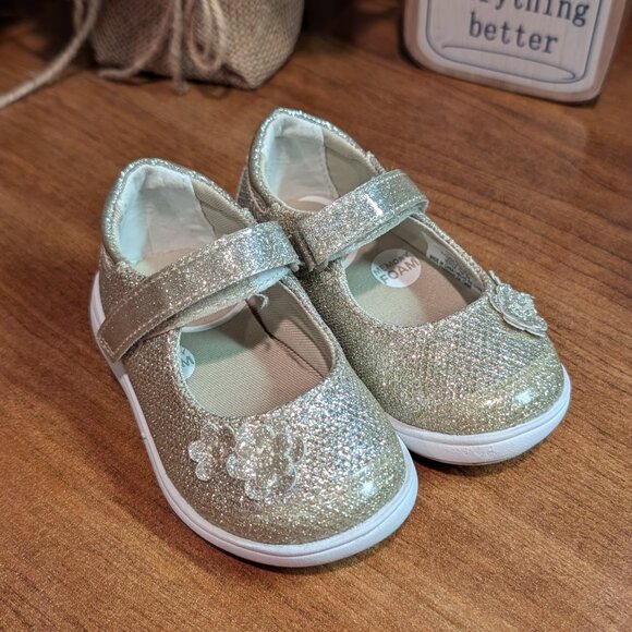Stride Rite Toddler Holly Sparkle Mary Jane Champagne Size 4.5 Medium - Picture 3 of 9